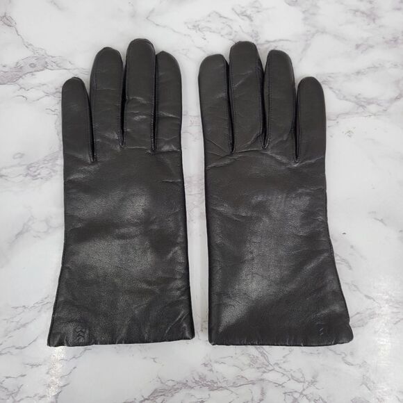 Isotoner Black Leather Driving Gloves with Knit Lining Women's Large - Picture 3 of 13